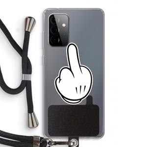 CaseCompany Middle finger white: Samsung Galaxy A72 5G Transparant Hoesje met koord