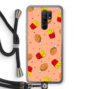 CaseCompany Chicken 'n Fries: Xiaomi Redmi 9 Transparant Hoesje met koord