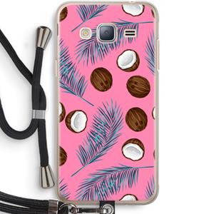 CaseCompany Kokosnoot roze: Samsung Galaxy J3 (2016) Transparant Hoesje met koord