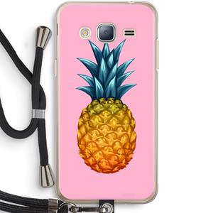 CaseCompany Grote ananas: Samsung Galaxy J3 (2016) Transparant Hoesje met koord