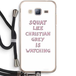 CaseCompany Christian Grey: Samsung Galaxy J3 (2016) Transparant Hoesje met koord
