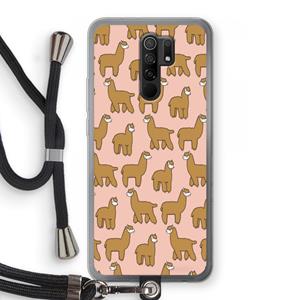 CaseCompany Alpacas: Xiaomi Redmi 9 Transparant Hoesje met koord