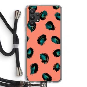 CaseCompany Pink Cheetah: Samsung Galaxy A32 5G Transparant Hoesje met koord