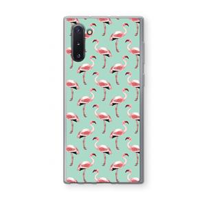 CaseCompany Flamingoprint groen: Samsung Galaxy Note 10 Transparant Hoesje
