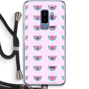 CaseCompany Smiley watermeloenprint: Samsung Galaxy S9 Plus Transparant Hoesje met koord