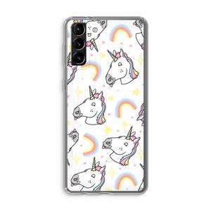 CaseCompany Rainbow Unicorn: Samsung Galaxy S21 Plus Transparant Hoesje