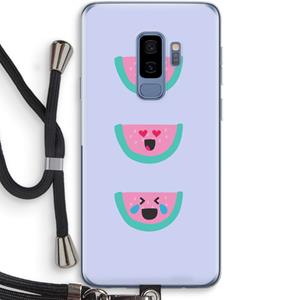 CaseCompany Smiley watermeloen: Samsung Galaxy S9 Plus Transparant Hoesje met koord