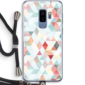 CaseCompany Gekleurde driehoekjes pastel: Samsung Galaxy S9 Plus Transparant Hoesje met koord