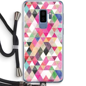 CaseCompany Gekleurde driehoekjes: Samsung Galaxy S9 Plus Transparant Hoesje met koord