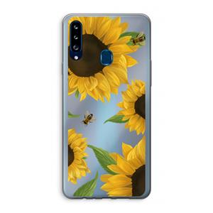 CaseCompany Sunflower and bees: Samsung Galaxy A20s Transparant Hoesje
