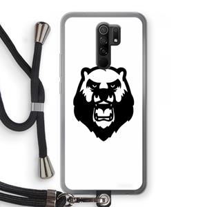 CaseCompany Angry Bear (white): Xiaomi Redmi 9 Transparant Hoesje met koord
