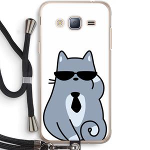 CaseCompany Cool cat: Samsung Galaxy J3 (2016) Transparant Hoesje met koord