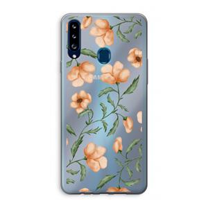 CaseCompany Peachy flowers: Samsung Galaxy A20s Transparant Hoesje