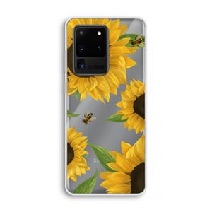 CaseCompany Sunflower and bees: Samsung Galaxy S20 Ultra Transparant Hoesje