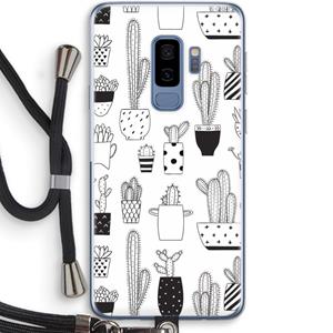 CaseCompany Cactusmotief: Samsung Galaxy S9 Plus Transparant Hoesje met koord