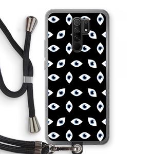 CaseCompany Eyes pattern: Xiaomi Redmi 9 Transparant Hoesje met koord