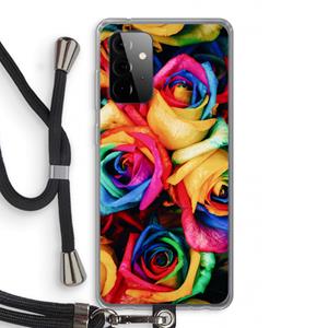 CaseCompany Neon bloemen: Samsung Galaxy A72 5G Transparant Hoesje met koord