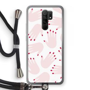 CaseCompany Hands pink: Xiaomi Redmi 9 Transparant Hoesje met koord