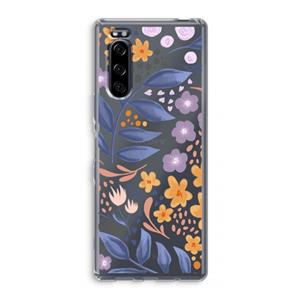 CaseCompany Flowers with blue leaves: Sony Xperia 5 Transparant Hoesje
