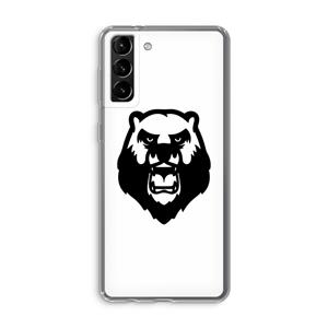 CaseCompany Angry Bear (white): Samsung Galaxy S21 Plus Transparant Hoesje