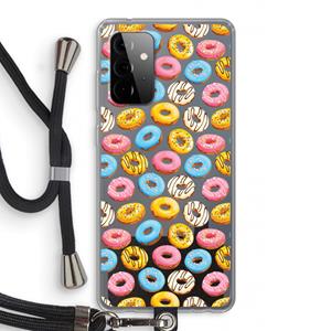 CaseCompany Pink donuts: Samsung Galaxy A72 5G Transparant Hoesje met koord