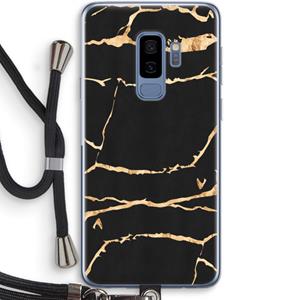 CaseCompany Gouden marmer: Samsung Galaxy S9 Plus Transparant Hoesje met koord