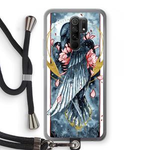 CaseCompany Golden Raven: Xiaomi Redmi 9 Transparant Hoesje met koord