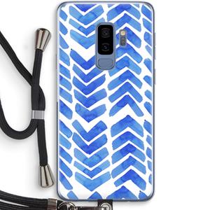 CaseCompany Blauwe pijlen: Samsung Galaxy S9 Plus Transparant Hoesje met koord