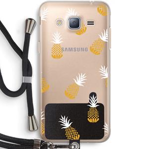 CaseCompany Ananasjes: Samsung Galaxy J3 (2016) Transparant Hoesje met koord