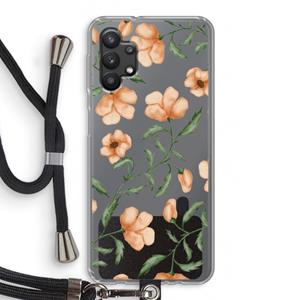 CaseCompany Peachy flowers: Samsung Galaxy A32 5G Transparant Hoesje met koord