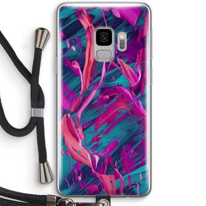 CaseCompany Pink Clouds: Samsung Galaxy S9 Transparant Hoesje met koord
