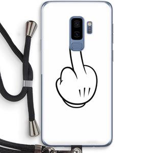 CaseCompany Middle finger white: Samsung Galaxy S9 Plus Transparant Hoesje met koord