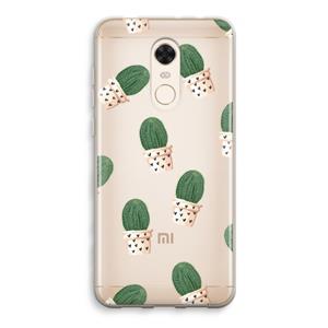 CaseCompany Cactusprint roze: Xiaomi Redmi 5 Transparant Hoesje