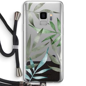CaseCompany Tropical watercolor leaves: Samsung Galaxy S9 Transparant Hoesje met koord