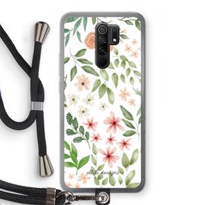 CaseCompany Botanical sweet flower heaven: Xiaomi Redmi 9 Transparant Hoesje met koord