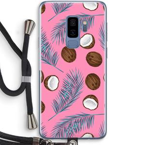 CaseCompany Kokosnoot roze: Samsung Galaxy S9 Plus Transparant Hoesje met koord