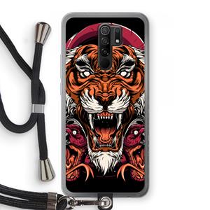 CaseCompany Tiger and Rattlesnakes: Xiaomi Redmi 9 Transparant Hoesje met koord