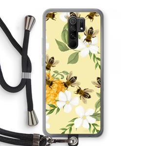 CaseCompany No flowers without bees: Xiaomi Redmi 9 Transparant Hoesje met koord