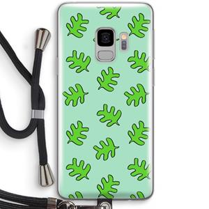 CaseCompany Groene blaadjes: Samsung Galaxy S9 Transparant Hoesje met koord