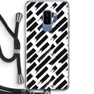 CaseCompany Zwarte vegen: Samsung Galaxy S9 Plus Transparant Hoesje met koord