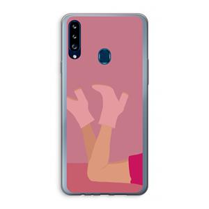 CaseCompany Pink boots: Samsung Galaxy A20s Transparant Hoesje