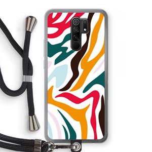 CaseCompany Colored Zebra: Xiaomi Redmi 9 Transparant Hoesje met koord