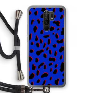 CaseCompany Blue Leopard: Xiaomi Redmi 9 Transparant Hoesje met koord