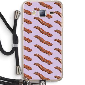 CaseCompany Bacon to my eggs #2: Samsung Galaxy J3 (2016) Transparant Hoesje met koord
