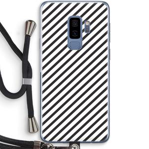 CaseCompany Strepen zwart-wit: Samsung Galaxy S9 Plus Transparant Hoesje met koord