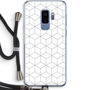 CaseCompany Zwart-witte kubussen: Samsung Galaxy S9 Plus Transparant Hoesje met koord