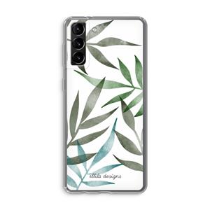 CaseCompany Tropical watercolor leaves: Samsung Galaxy S21 Plus Transparant Hoesje