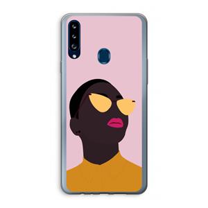 CaseCompany Yellow glasses: Samsung Galaxy A20s Transparant Hoesje