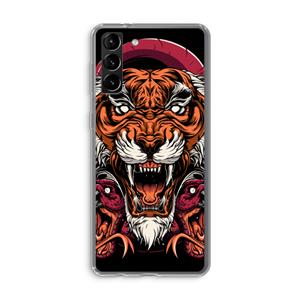 CaseCompany Tiger and Rattlesnakes: Samsung Galaxy S21 Plus Transparant Hoesje