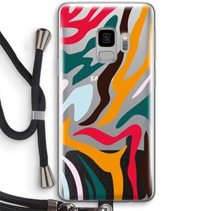 CaseCompany Colored Zebra: Samsung Galaxy S9 Transparant Hoesje met koord